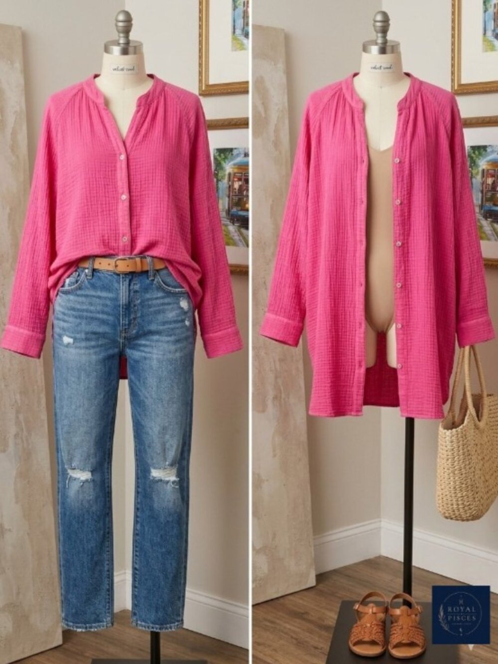 Versatile Gauze Long Sleeve Top/Coverup/Dress